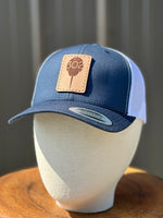 Structured leather patch hat